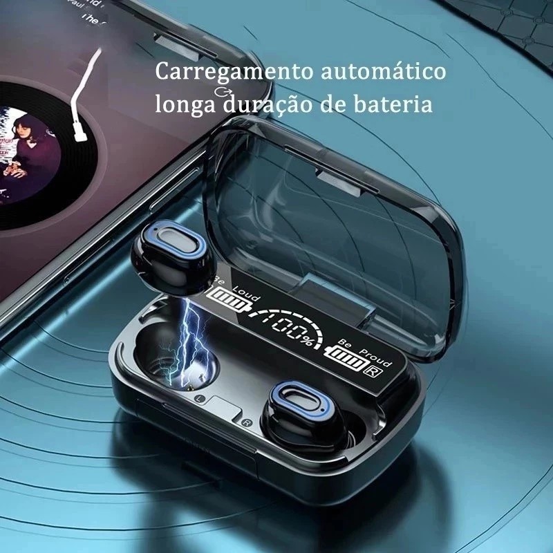 M10 Bluetooth 5.3 Fones de ouvido sem fio TWS estéreo com carregador Power Bank