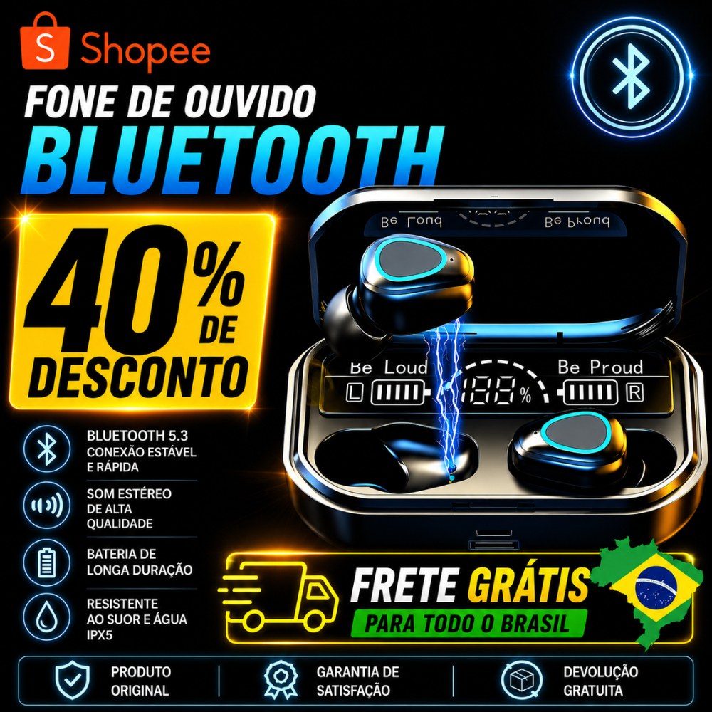 Fone De Ouvido Bluetooth Sem Fio M10 5.3 TWS Recarregável Casual Led Touch Confortável