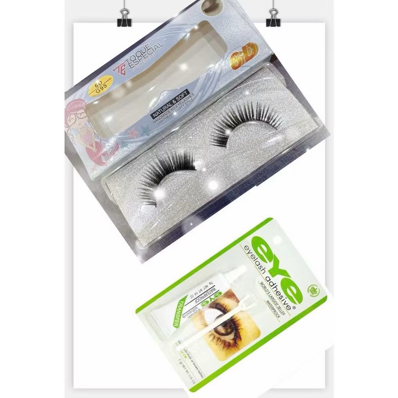 ✨Kit Cílios portiços + Cola transparente Eyelash Adhesive Cola Transparente Para Cílios Postiços 7G