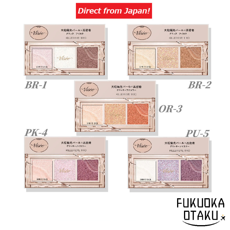 Visee Killer Eye Trio Sombra Transparente Brilho Pérola Glitter Hidratante Sem Fragrância Japão【Direto do Japão】