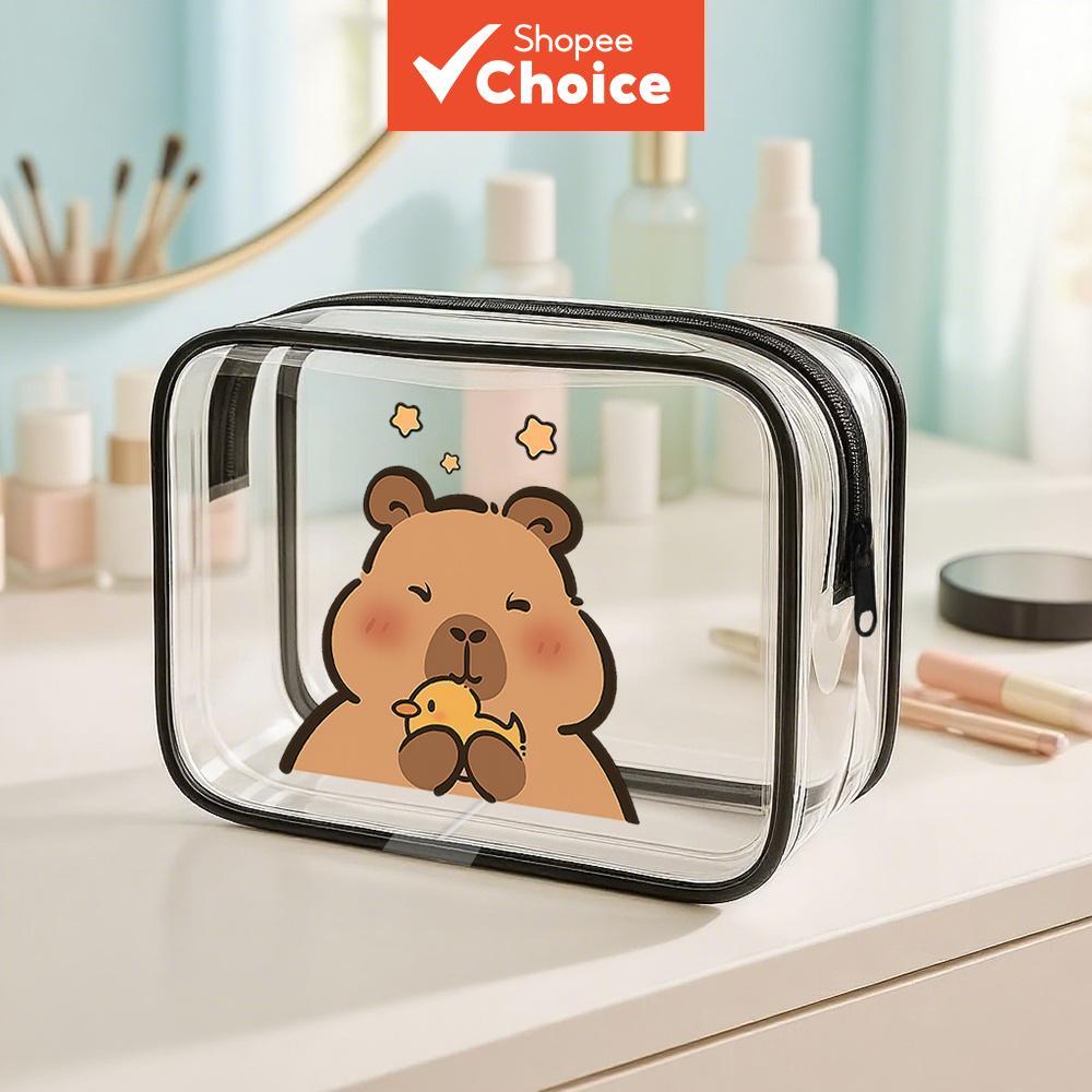 Bolsa de Higiene Pessoal Transparente Fofa para Mulheres - Necessaire, Essenciais de Viagem, Bolsa de Praia de Verão,