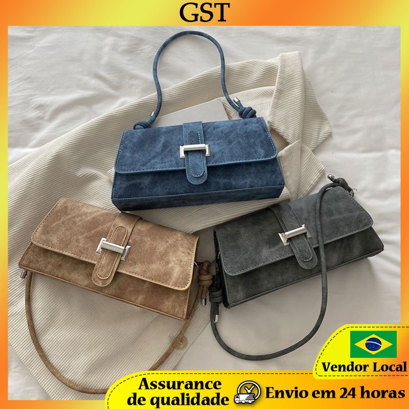 GTS Retro Textura Moda Baguette Underarm Bag Commuter Simples Nicho Bolsa Quadrada Pequena de Um Ombro