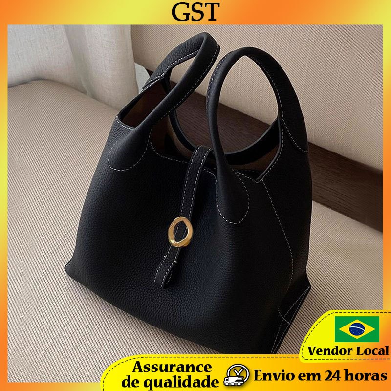 Preto vegetal cesta balde saco feminino novo estilo luz luxo nicho de alto valor Commuter portátil saco do mensageiro