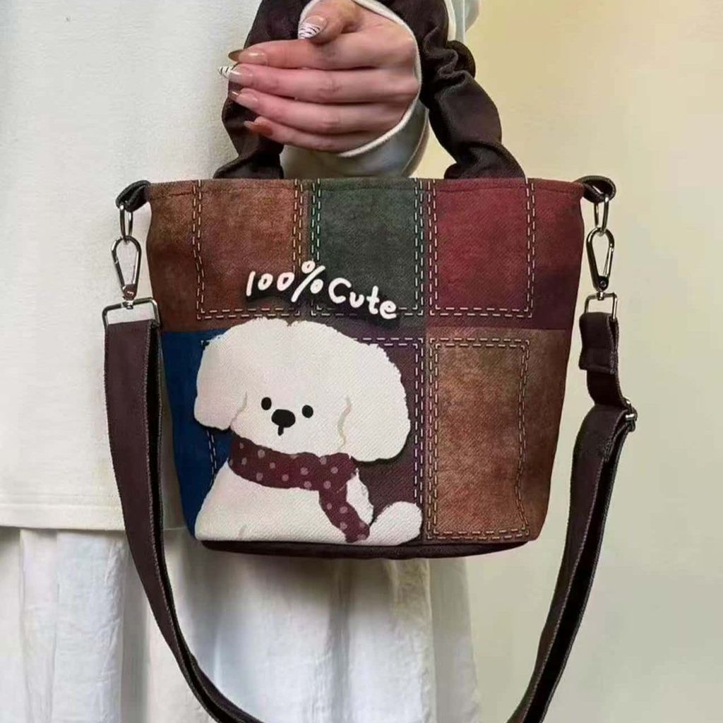 Filhote de cachorro mensageiro de um ombro portátil trabalho Commuter plissado balde saco novo estilo moda de grande cap