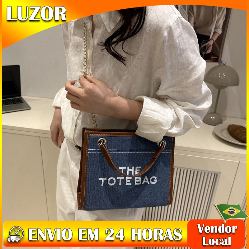 Denim costura moda bordado linha letras grande capacidade Commuter corrente axila pedido ombro saco do mensageiro femini