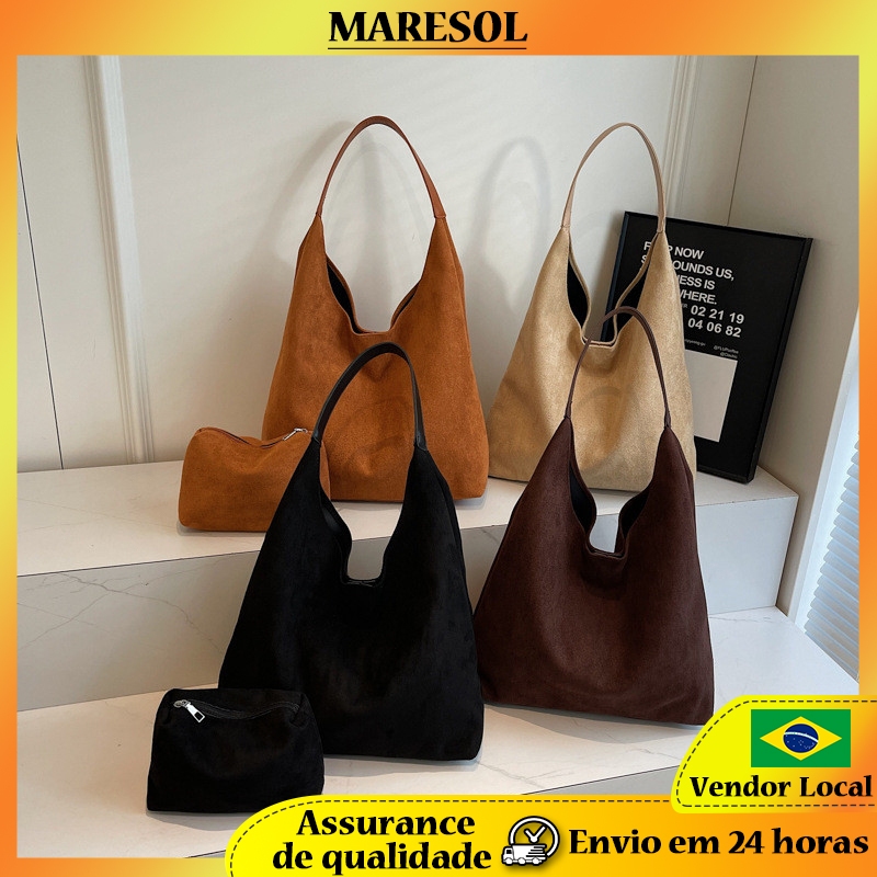 MARESOL Retro Grande Capacidade Simples Moda Popular Cor Sólida Commuter Axila Pedido Bolsa de Ombro Feminina