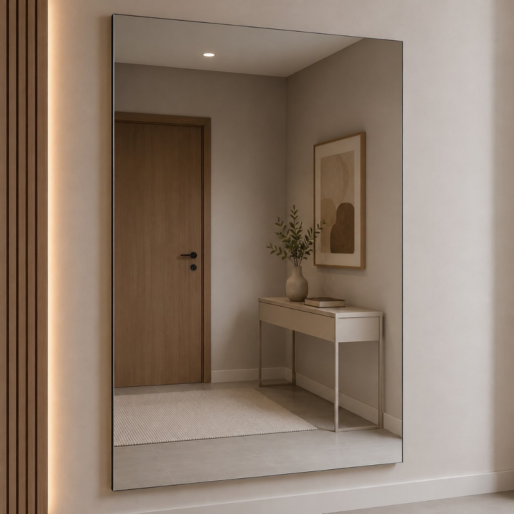 Espelho 80x80cm Grande Quadrado Decorativo Para Parede Quarto Sala Banheiro Penteadeira