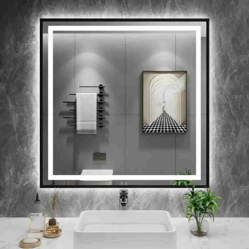 Espelho Jateado Quadrado com LED Touch  60x60