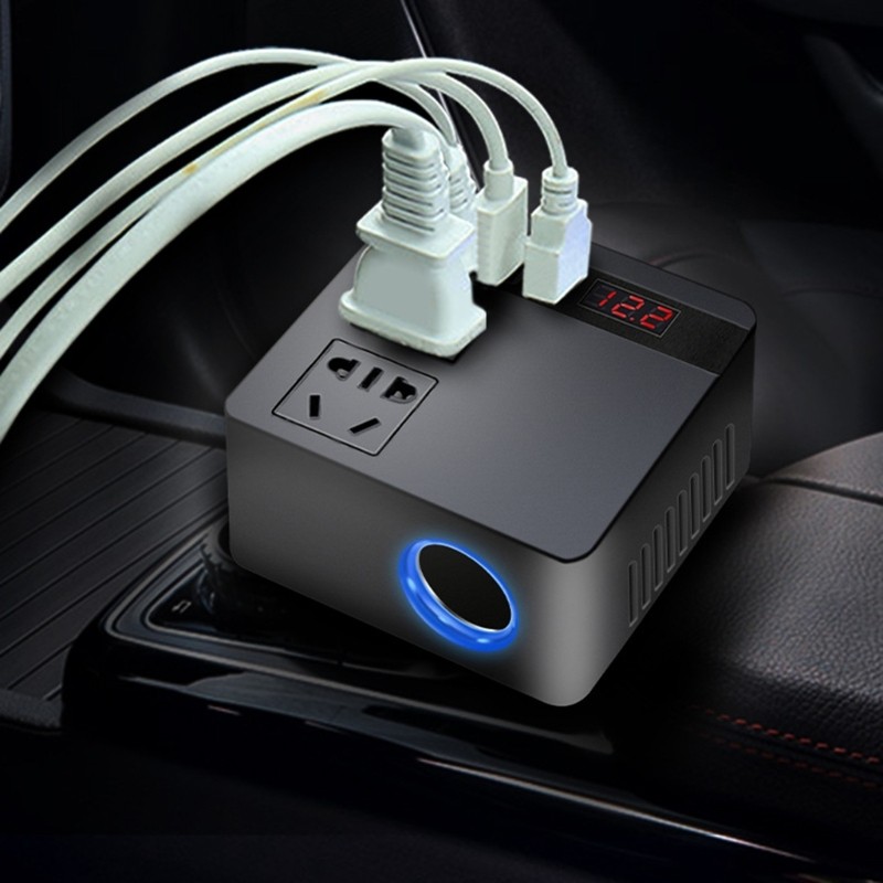 Estone 12V 24V A 220V Power Inverter Car Plug Outlet Display Tensão USB