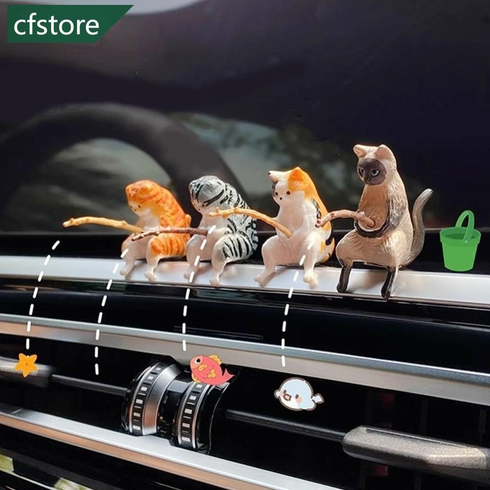 Cute Car Interior Decoration Fishing Cat Resin Auto Rearview Mirror Pendant Air Outlet Navigation Screen Car