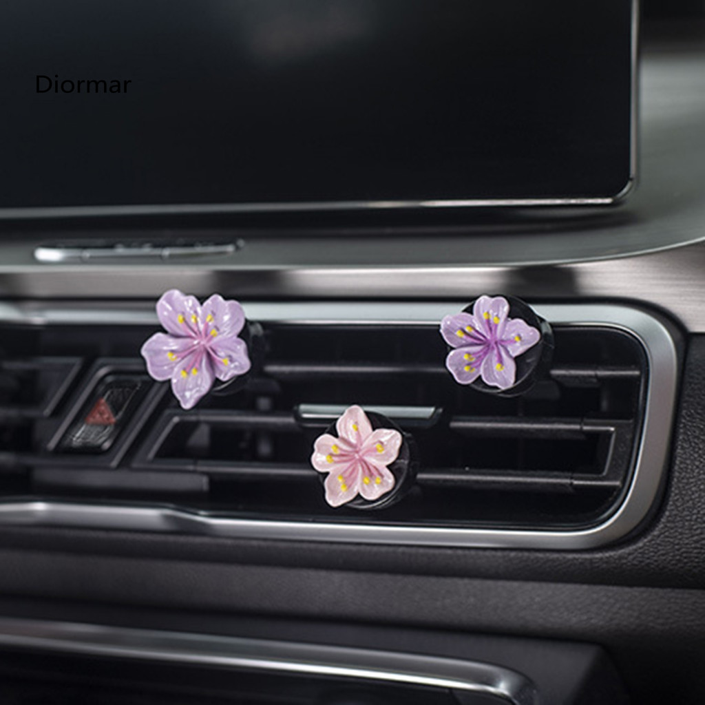 Car Vent Clip Diffuser Flower Air 1 Pair Peach Blossom Freshener Cute Scented Conditioning Outlet Decor for Women Girls