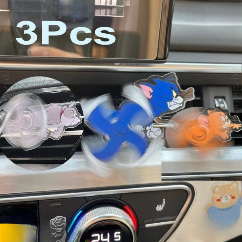 3Pcs Decoração De Ventiladores De Ar Para Carros Tom E Jerry Air Outlet Car Ornamentos Divertidos Decorações Rato Interi