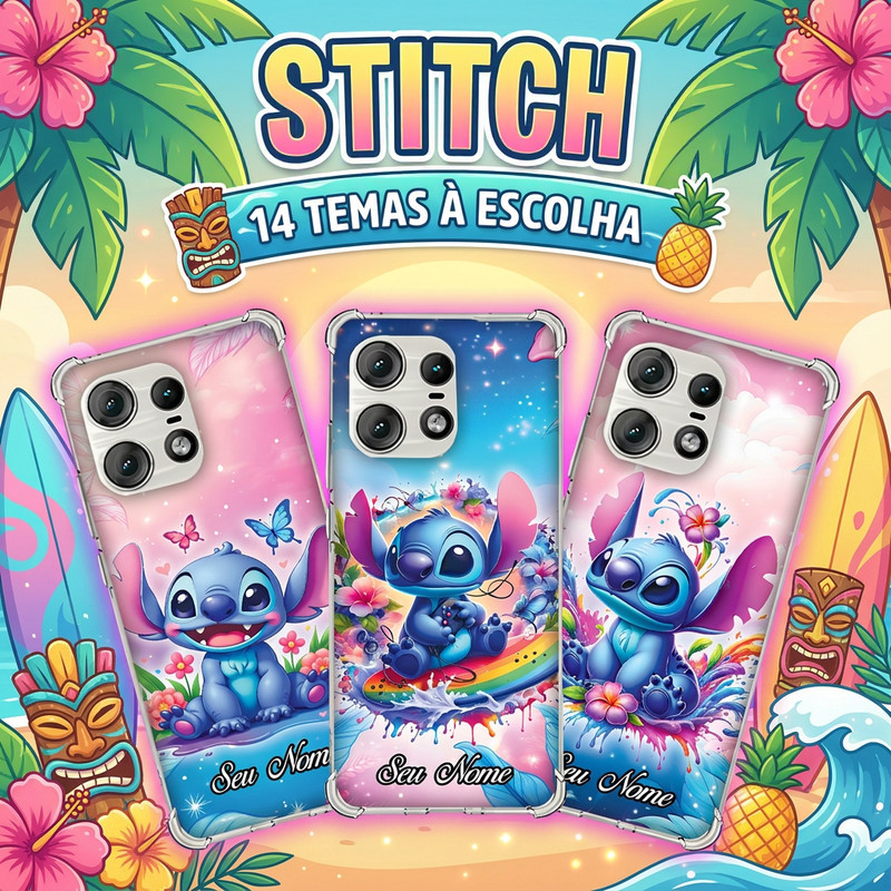Capa Capinha MOTO EDGE 60 PRO 50 ULTRA NEO FUSION 40 30 20 LITE G86 Anti-impacto Personalizada tema geek STITCH