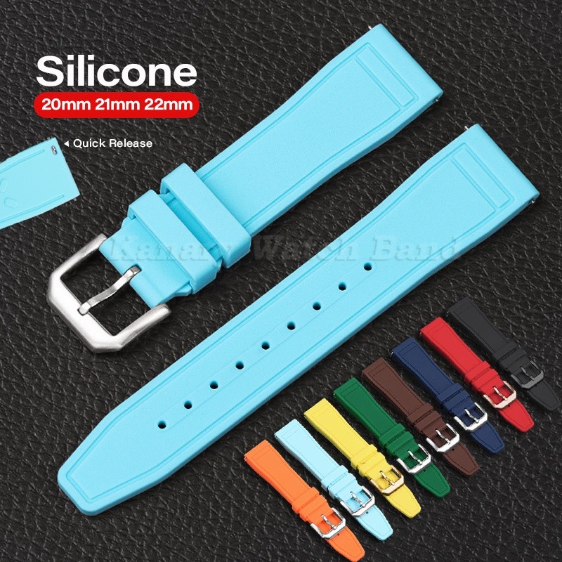 Pulseira De Relógio De Silicone Macio À Prova D'água , 20mm 21mm 22mm , Liberação Rápida Universal De Borracha Para Smar