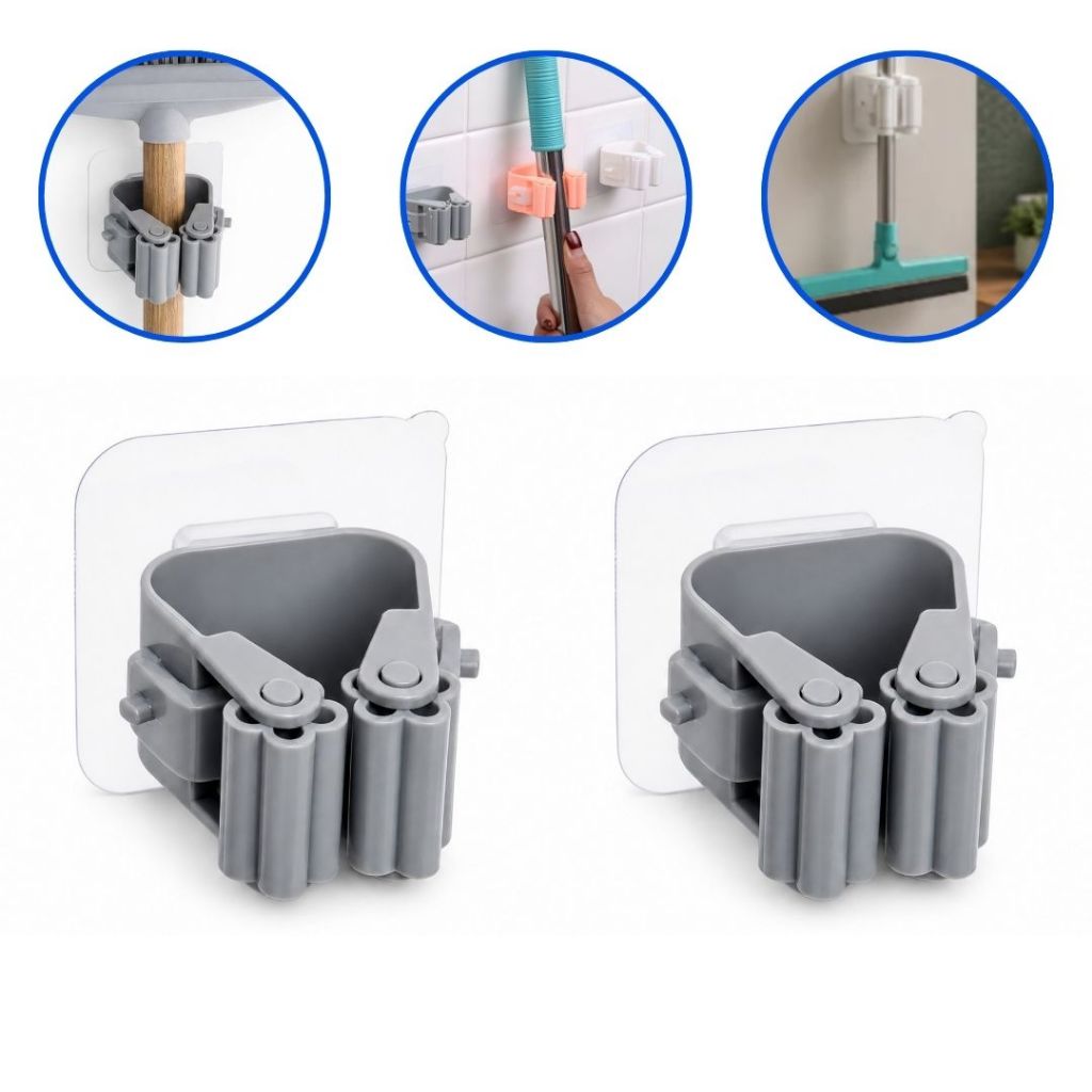 Kit 2 Suporte Único Parede Pendurar Vassoura Rodo Auto Adesivo Até 3kg