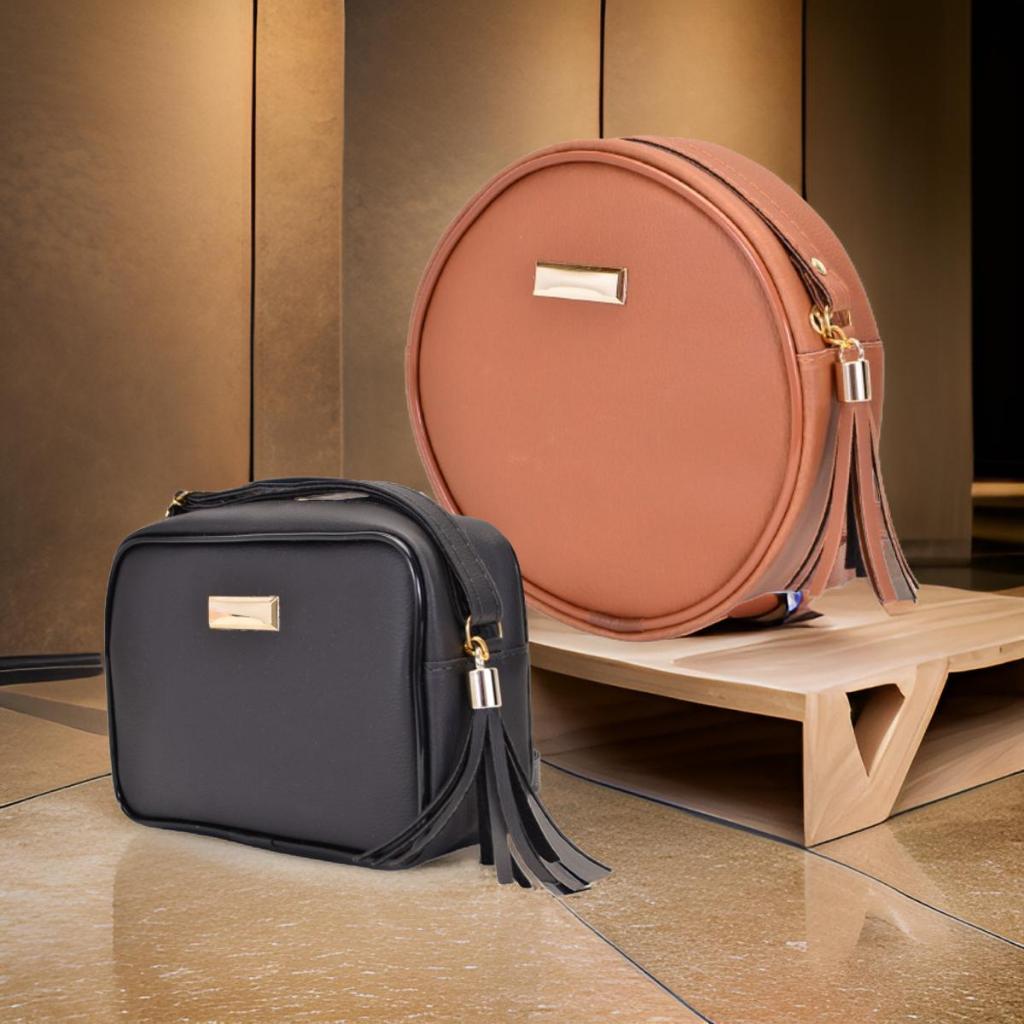 Kit 2 em 1 Bolsa Redonda e Bolsa Quadrada Feminina Trend