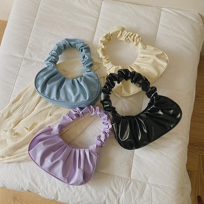 Bolsa Feminina Baguete Franzida Nuvem Ombro PU Premium Estilo Coreano Trend