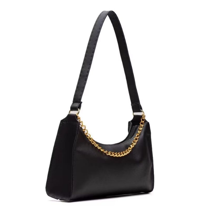 Bolsa Baguete Feminina Pequena com Corrente Dourada Elegante Trend Mais Vendida