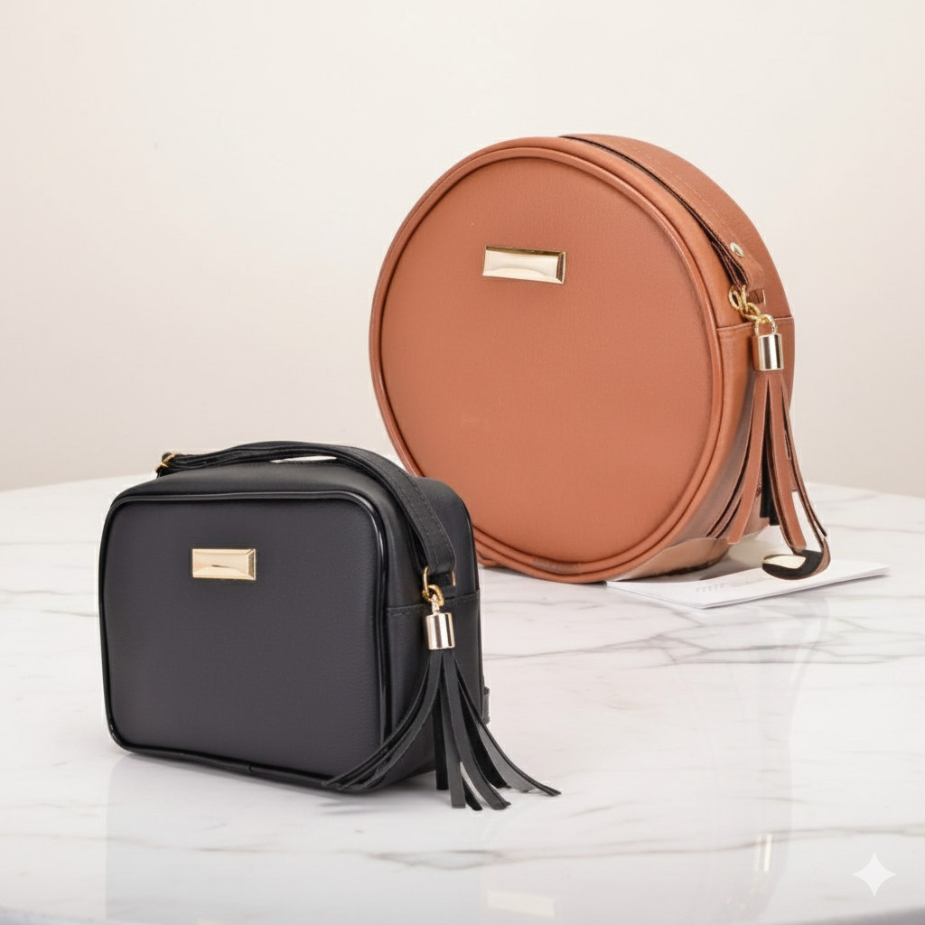 Promoção Kit 2 em 1 Bolsa Redonda e Bolsa Quadrada Feminina Trend Porta Celular Tiracolo