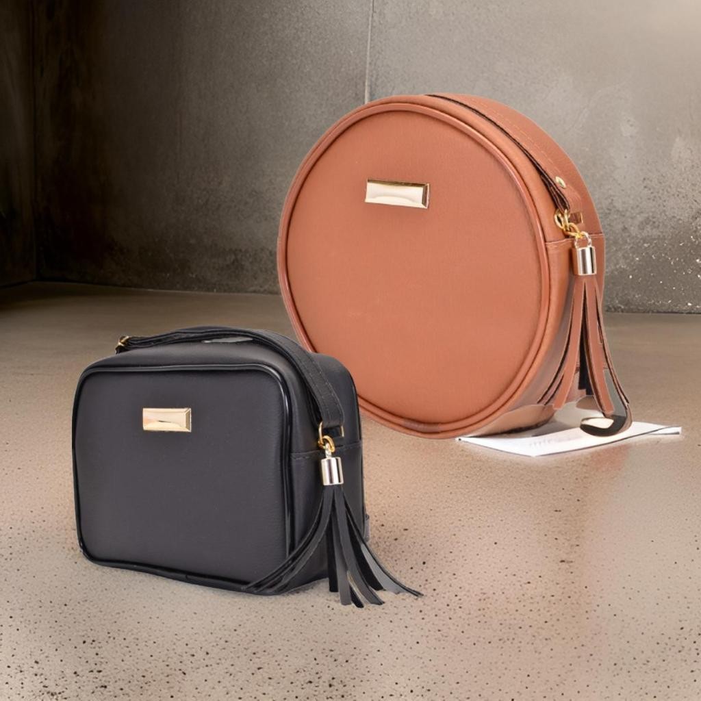 Promoção Kit 2 em 1 Bolsa Redonda e Bolsa Quadrada Feminina Trend Porta Celular