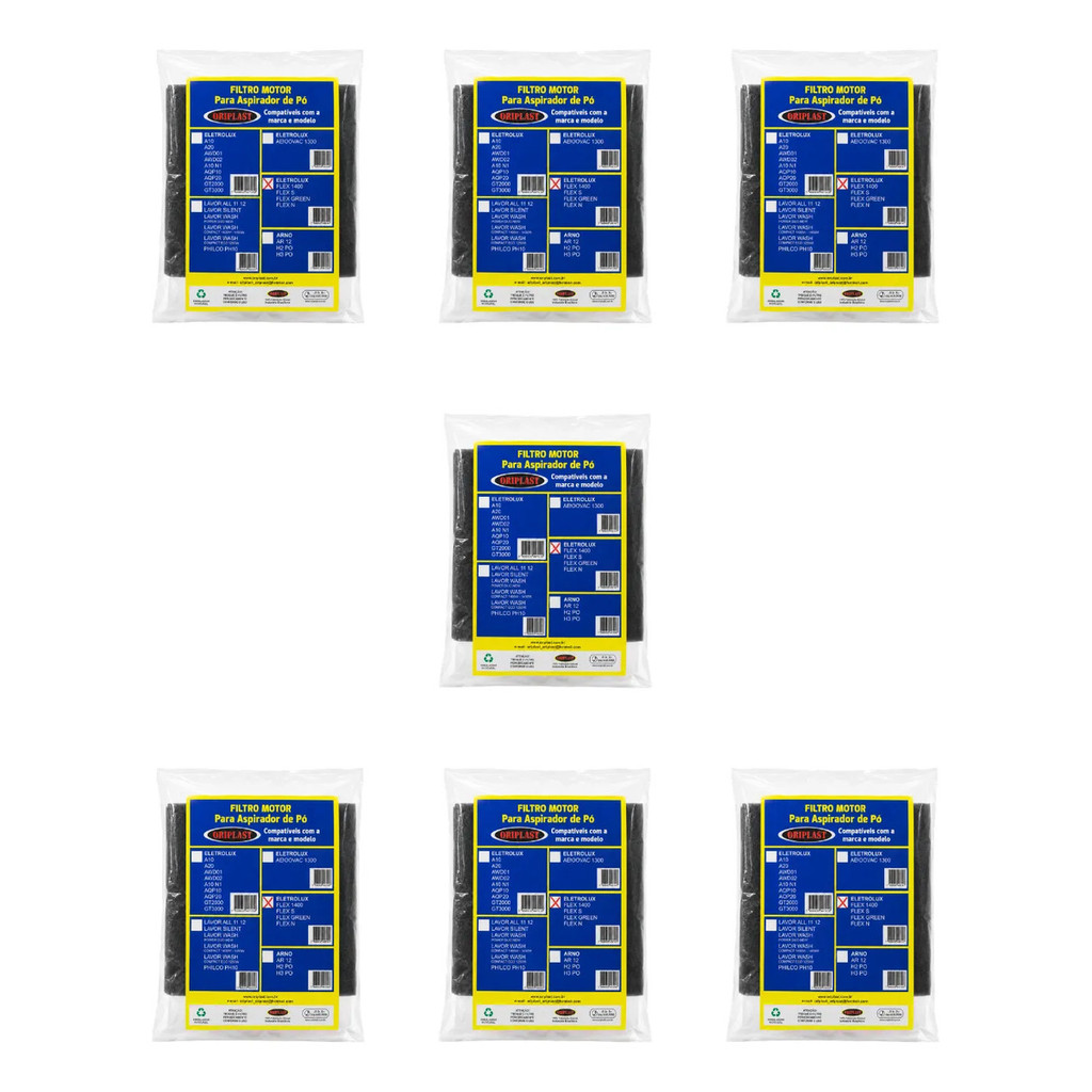 Kit 7 Filtro Aspirador Motor Flex Electrolux Oriplast Ori290