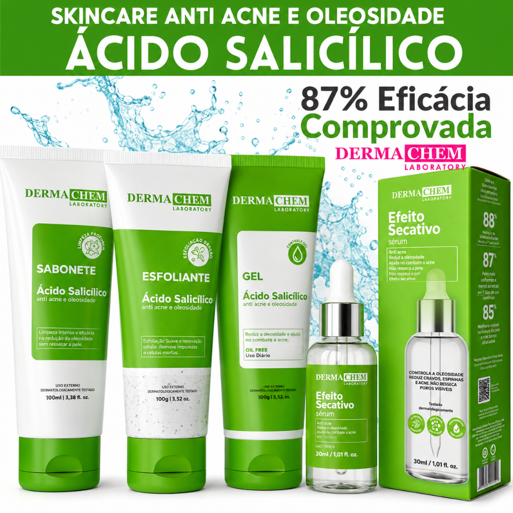 Kit Skincare Acne Ácido Salicílico Anti Oleosidade + Sérum Secativo Dermachem