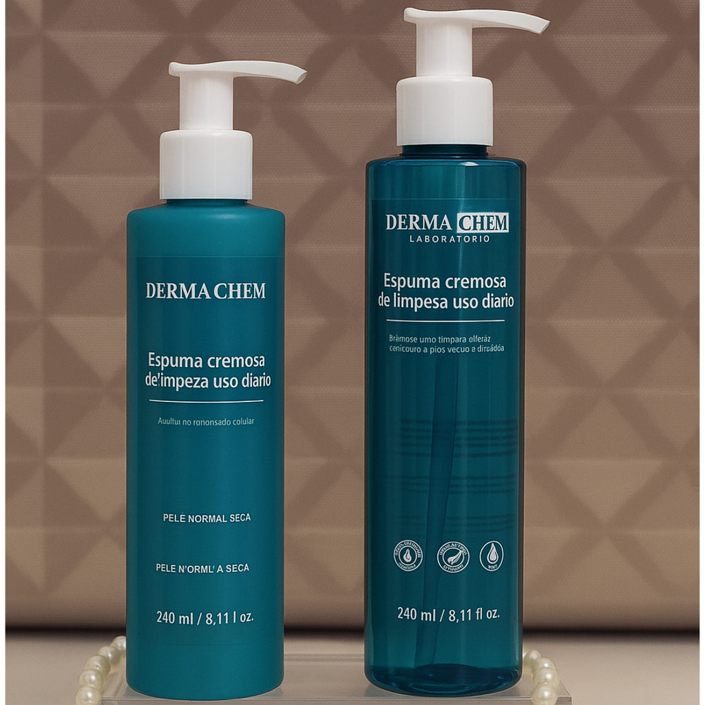 Kit 2 Itens: Espuma de Limpeza Cremosa Facial + Espuma Cremosa Esfoliante Uso Diário Dermachem