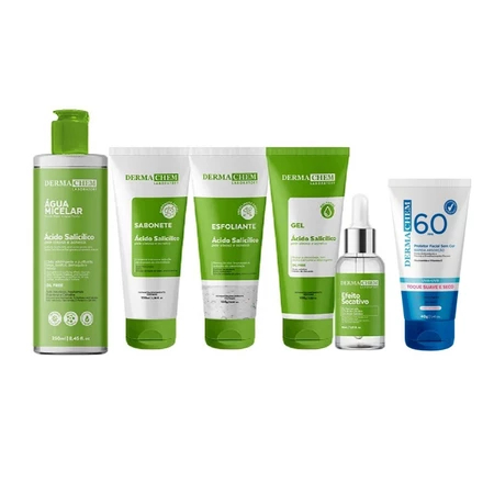 Kit Completo Skincare Derma Chem Ácido Salicílico + Protetor Solar FPS 60 – 6 Itens