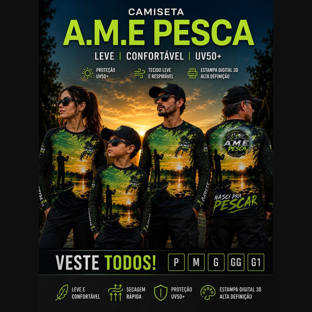 Camiseta de Pesca UV50+ Masculina ou Feminina Pesca Proteção Solar  Manga Longa Camisa Pescador Dry Fit Corta Vento