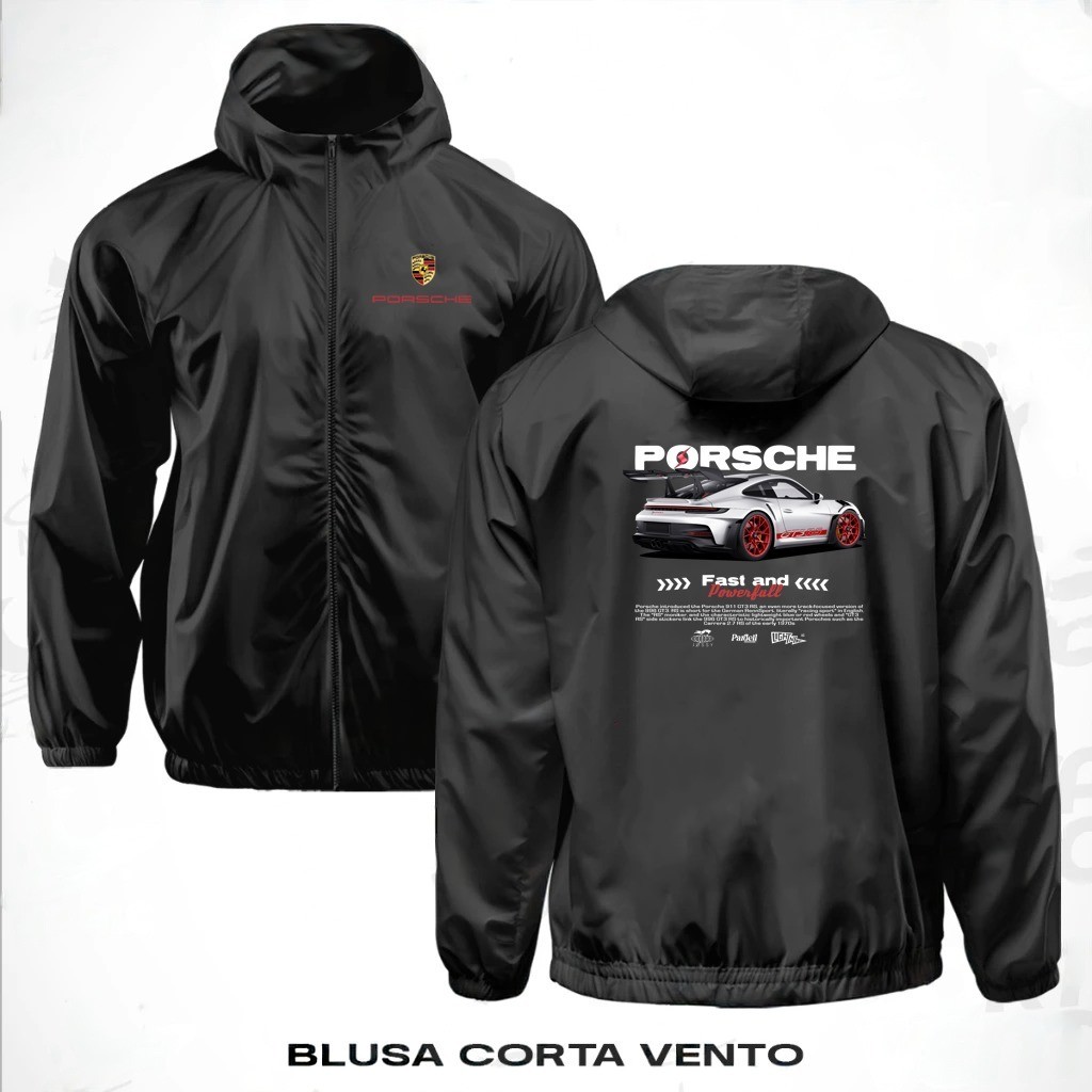 Corta Vento Porsche WIDE PRINT Casaco Blusa De Frio Masculina Porsche Rs Manga Longa Capuz Jaqueta