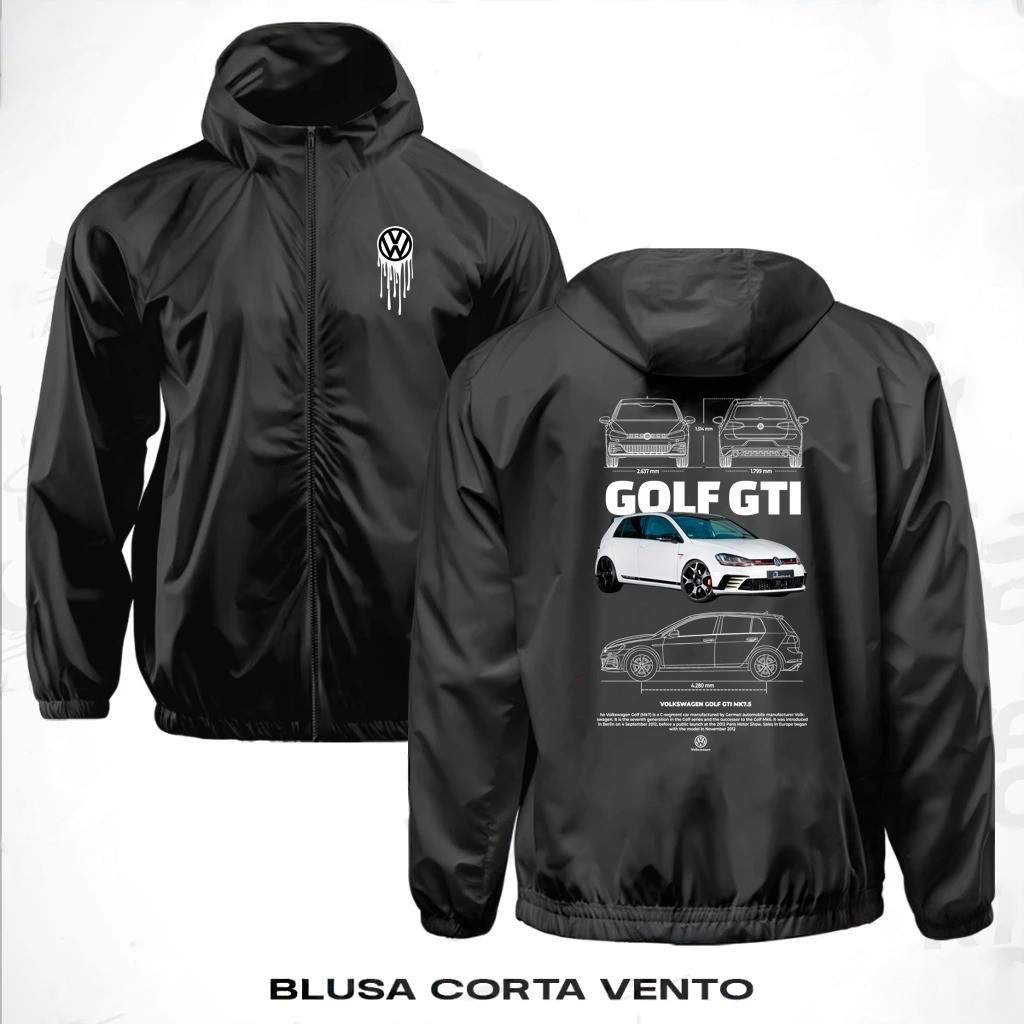 Corta Vento Golf GTI VW Volkswagen Gearhead WIDE PRINT Casaco Blusa De Frio Masculina Manga Longa Capuz Jaqueta