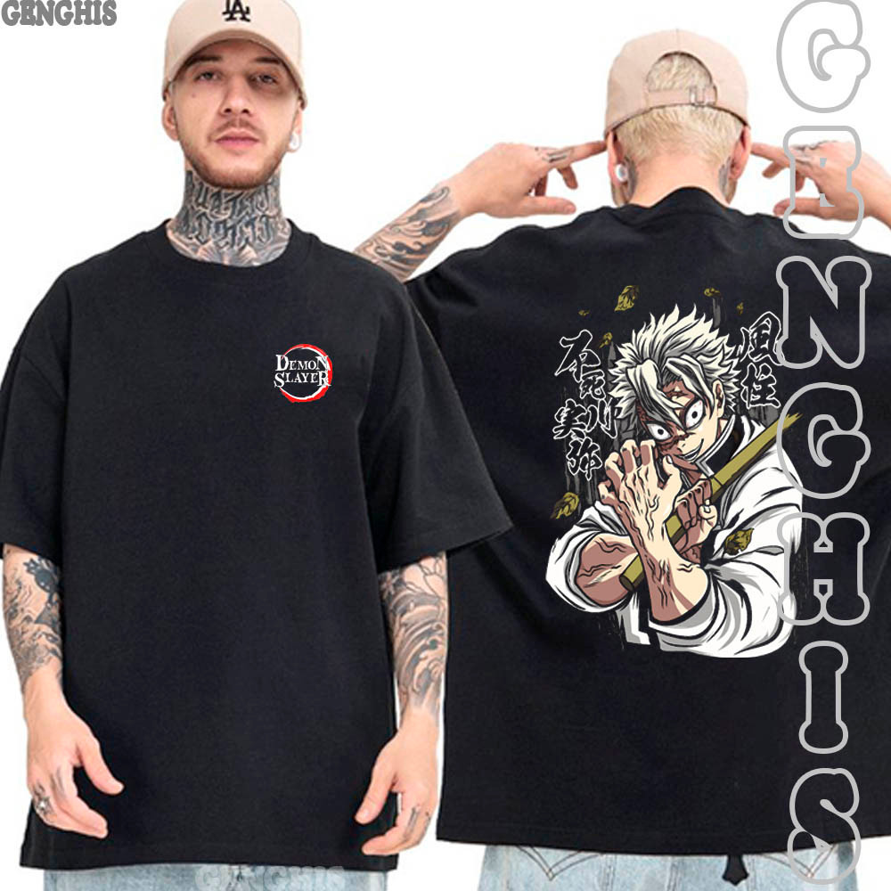 Camisa Sanemi Shinazugawa Hashira do Vento Demon Slayer Kimetsu no Yaiba Anime Manga Camiseta Bascia e Oversized Unissex