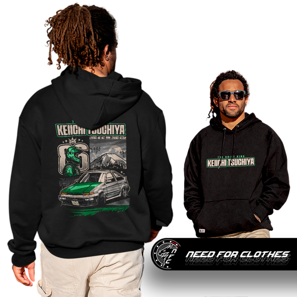 Moletom Canguru Lenda Japonesa Keiichi Tsuchiya Drift King Toyota AE86 Trueno Touge JDM Cultura Automotiva Monte Fuji