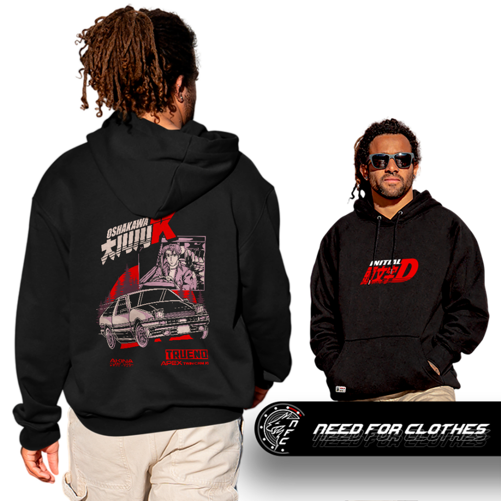 Moletom Canguru Initial D Takumi Fujiwara Toyota AE86 Trueno Apex Twin Cam 16 JDM Drift