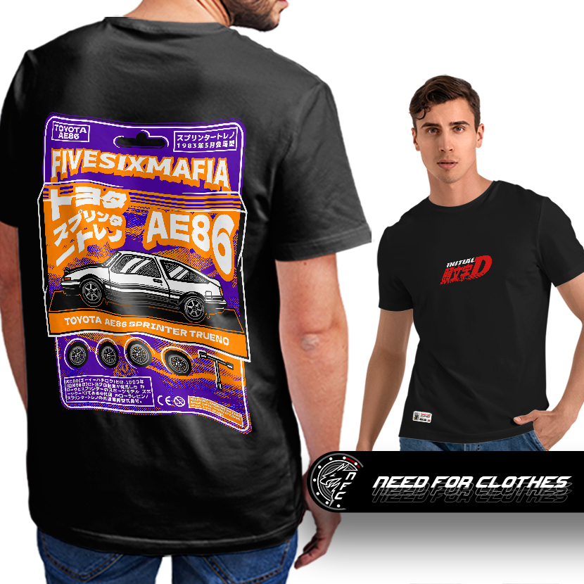 Camiseta Toyota AE86 Initial D, Drift, JDM, Algodão