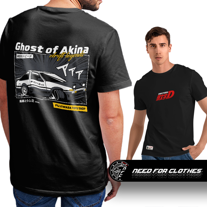 Camiseta Initial D, Drift, Ghost Of Akina, Fujiwara, AE86, Anime, Automobilismo, Algodão