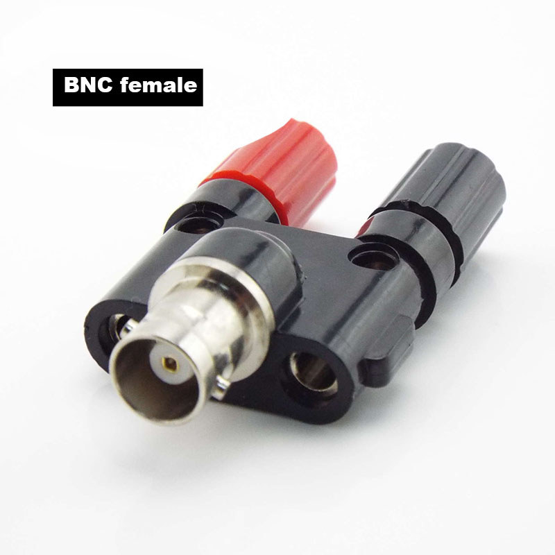 BNC Fêmea Macho Para Dois Duplo 4mm Banana plug Jack Conector Coaxial Adaptador RF De Plugue Eletrodomésticos