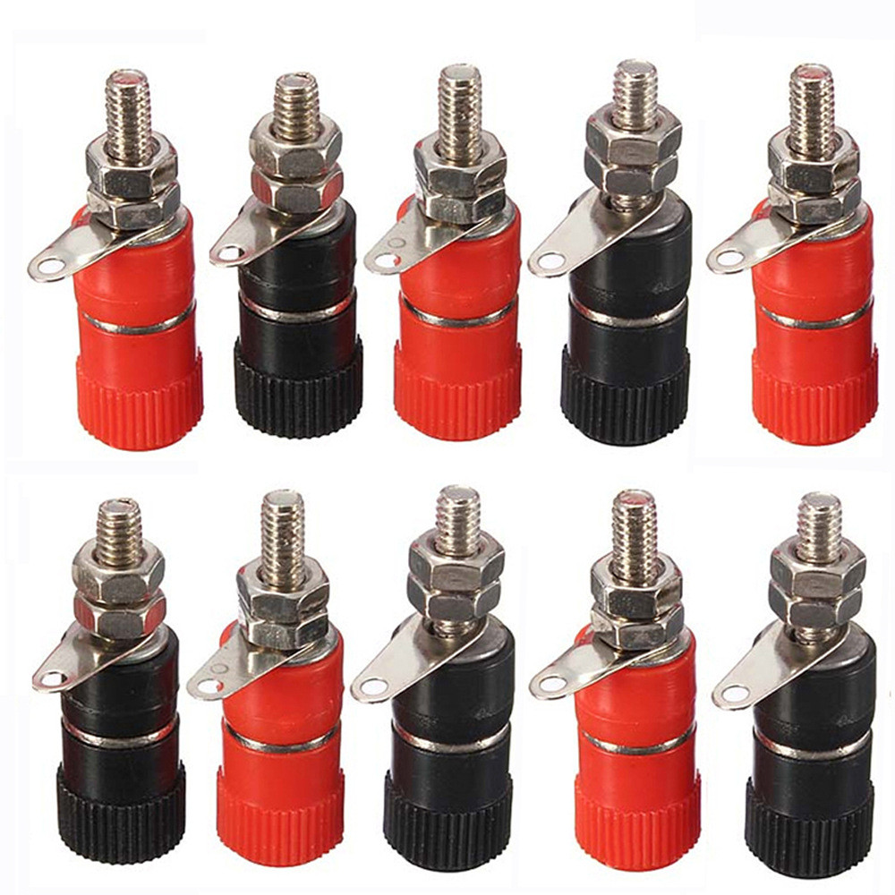 5/10 Pçs 4mm Tomada Banana Profissional Ligação Post Porca Plug Jack Conector Terminal Banhado A Níquel JS-919 De Teste