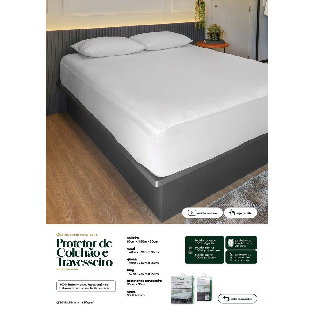 Protetor King 1,93x2,03m – Branco, Proteção Completa para Seu Colchão de Luxo!