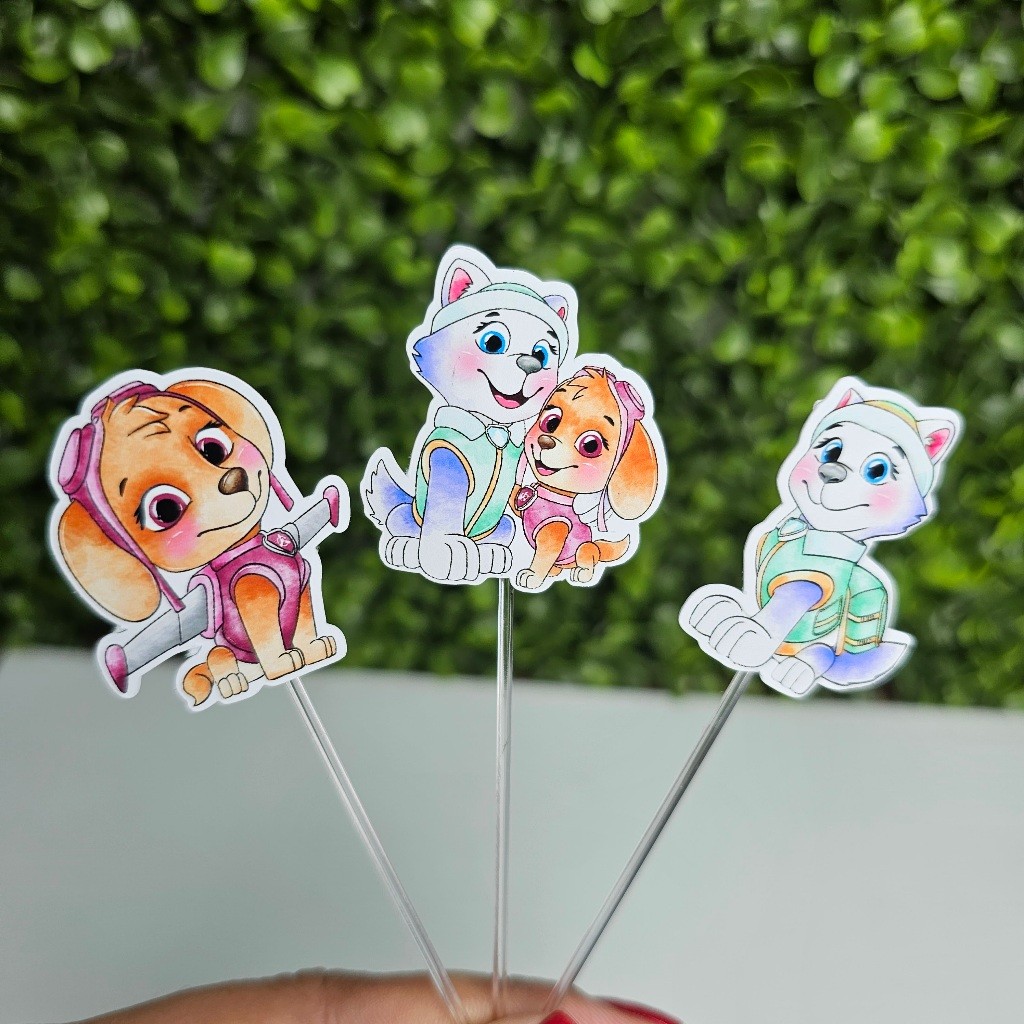 Topper Tag para Docinhos SKYE E EVEREST AQUARELA - Personalizados - Festa infantil - Aniversário