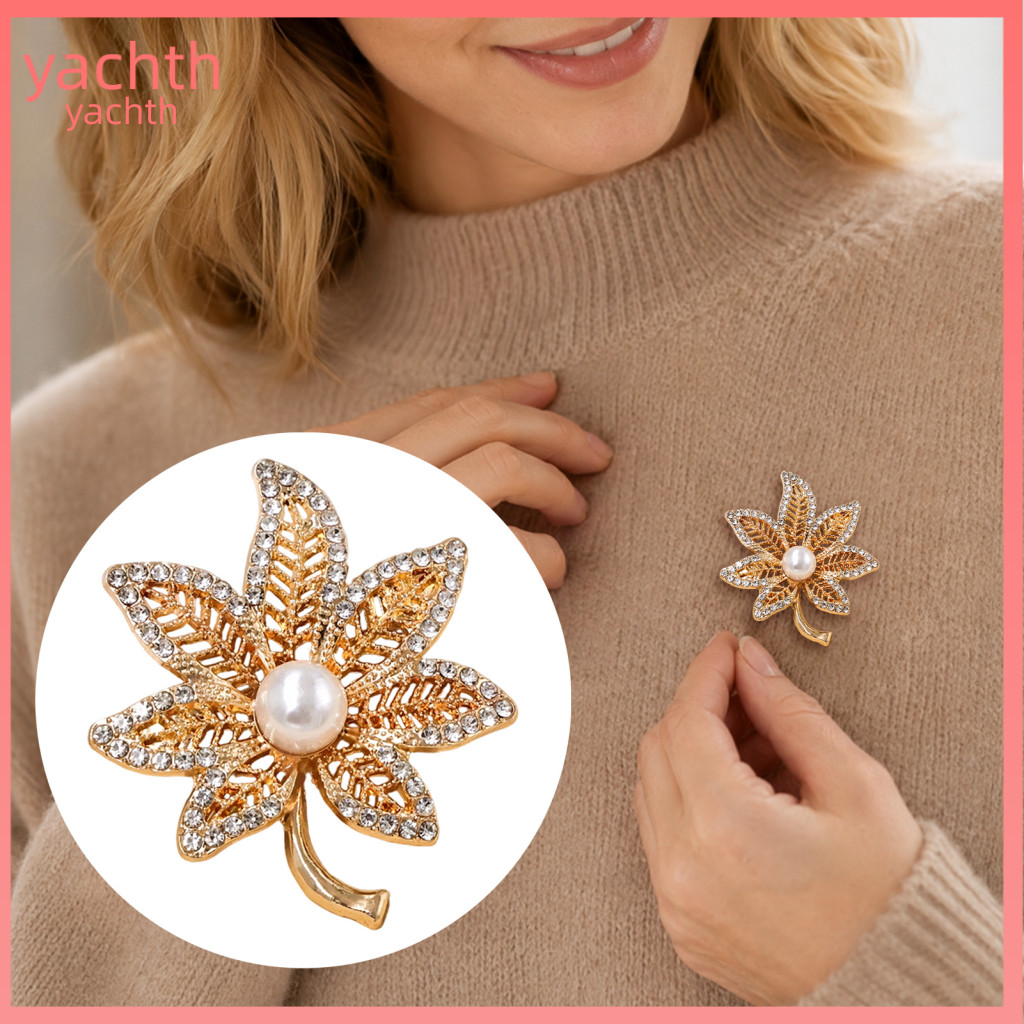 Durable Brooch Pin Retro Hollow Maple Leaf with Strong Buckle Electroplated Anti-oxidation Floral Badge for Coats Shirts