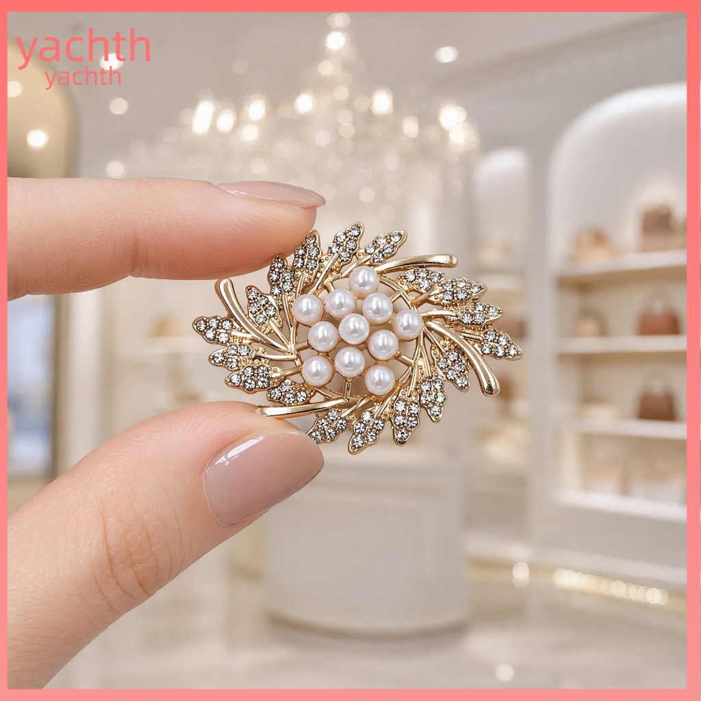 Decorative Brooch Accessory Durable Pin Retro Leaf Flower Branch with Faux Pearls – Elegant Lapel for Coats Shirts Bag