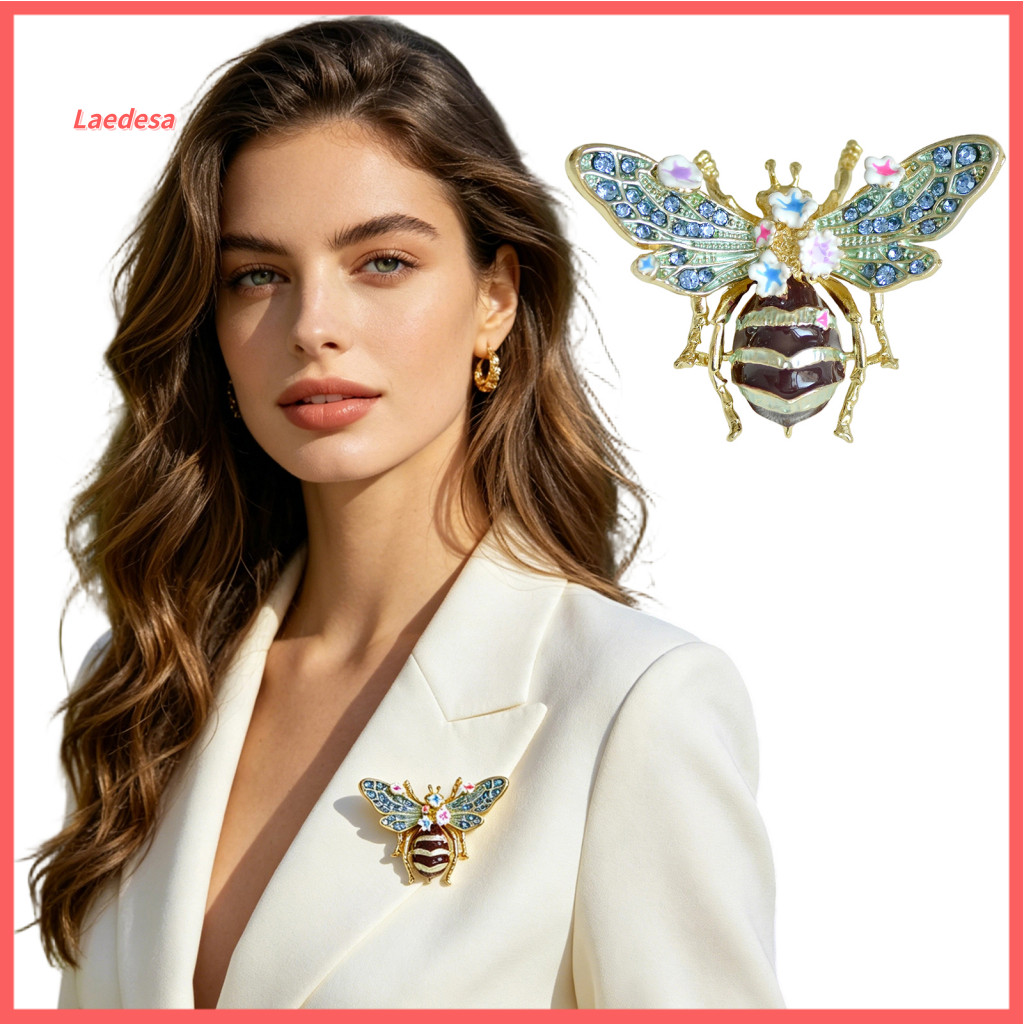 Enamel Bee Jewelry Colorful Rhinestone Brooch Retro Pin with Inlay Hand-painted Zinc Alloy Badge for Coats Sweaters Clot