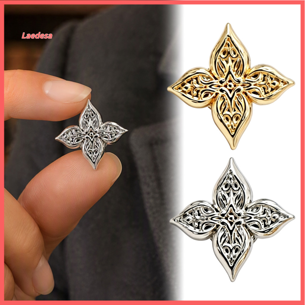 Vintage Lapel Pin Elegant Alloy Four Leaf Clover Brooch Retro Lucky for Men Women Decorative Badge for Clothing Bags Sca