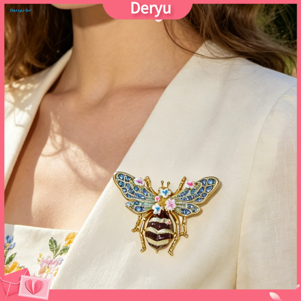 Enamel Bee Jewelry Diligence Accessory Retro Brooch Pin with Rhinestone Inlay Hand-painted Zinc Alloy Badge for Coats Sw