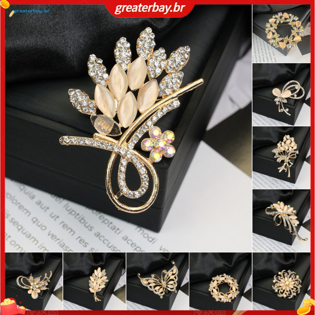 Retro Flower Brooch Pin with Faux Opal Inlay – Vintage Style Lapel for Sweaters Collars Hats Bags Coats Scarves Elegan