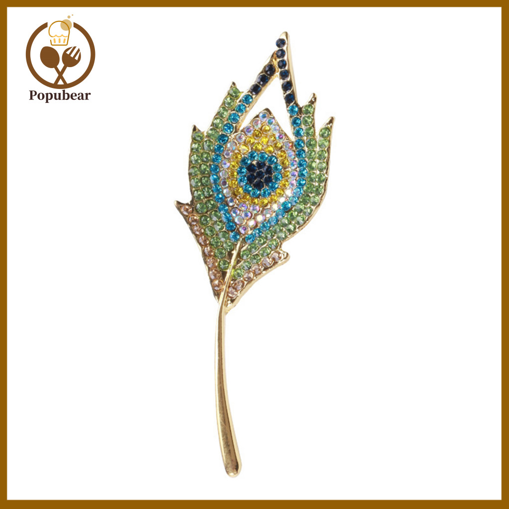 Hat Brooch Pin Collar Retro Colorful Rhinestone Peacock Feather Fashion Lapel Badge for Suit Shawl Coat Accessories –