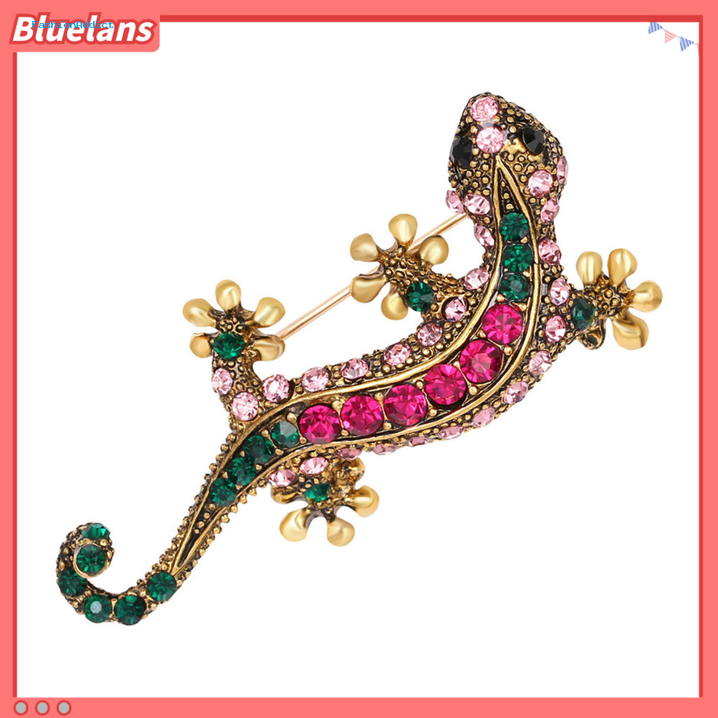 Bag Brooch Accessory Sweater Pin Retro Lizard Gecko with Shining Rhinestones Faux Silk Shawl Buckle Dress Badge Stylish