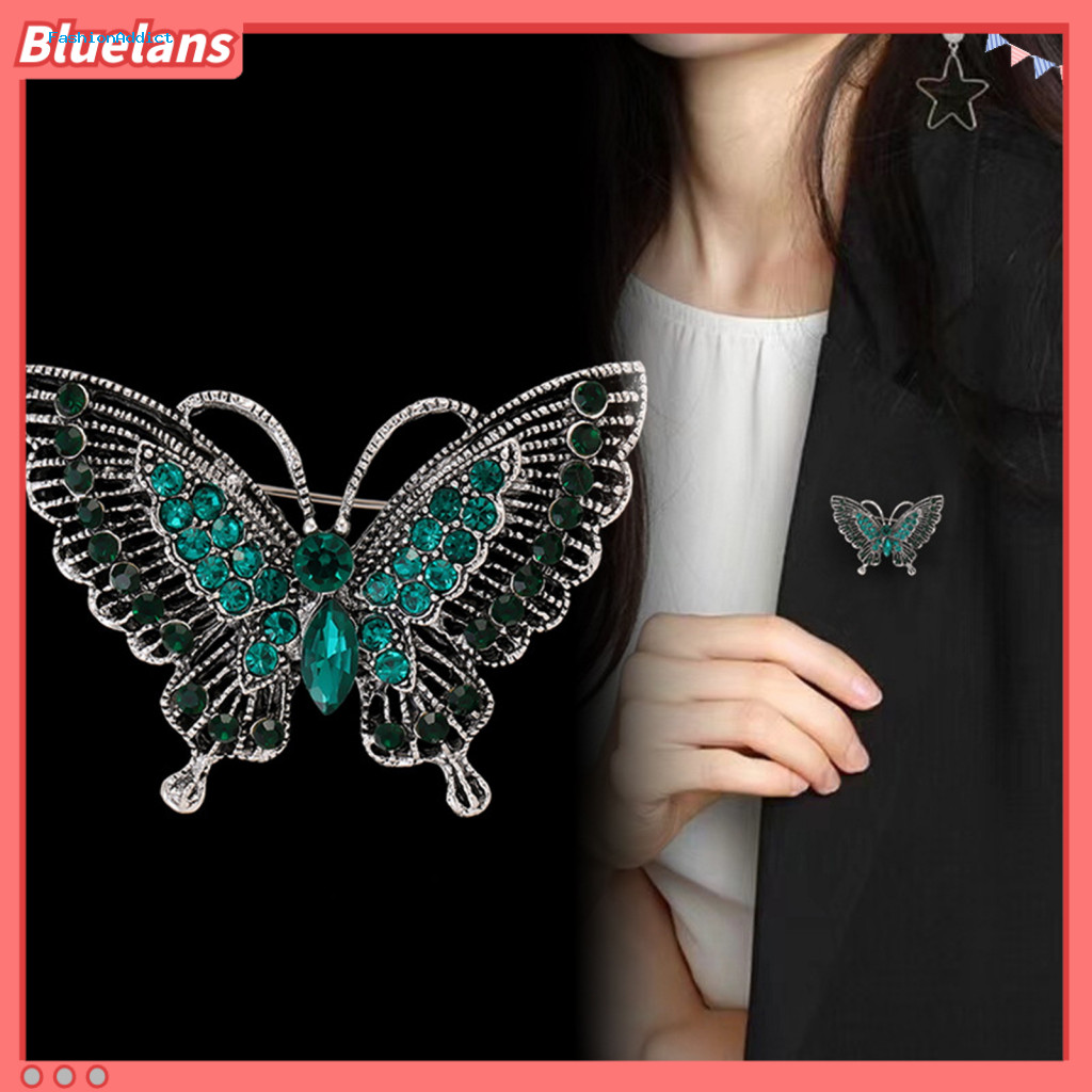 Brooch Pin Lapel Women’s Retro Butterfly Rhinestone Hollow Design Anti-slip Wear-resistant Perfect for Suit Coat Hat S