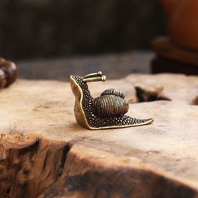 Retro Pure Copper Mini Estátua Caracol Ornamentos Mesa De Bronze Antigo Chá De Estimação Coleção Casa Decorações Para Sa